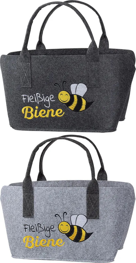 Sac en feutre Gilde Fleißige Biene 2 pièces gris 40x26x25 cm 45541