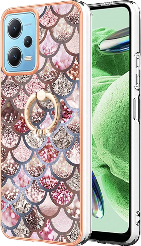 Hülle für Xiaomi Poco X5 /Redmi Note 12 5G Muster TPU Silikon Stoßdämpfer Bumper Schutzhülle mit Ring Ständer Kaffee