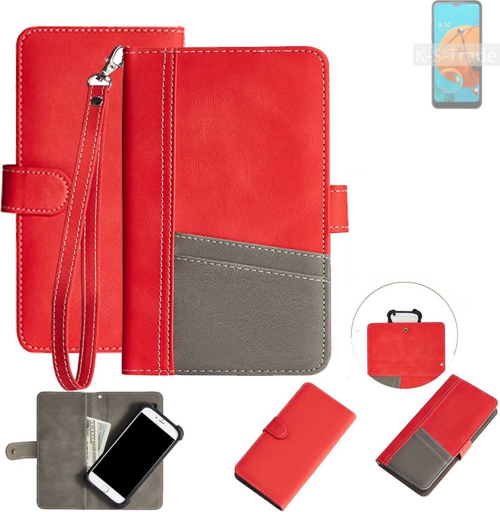K-S-Trade Handy Schutzhülle für LG Electronics K51 Hülle Portemonnee Brieftasche Klapphülle Kartenfächer Flip Wallet Case Etui
