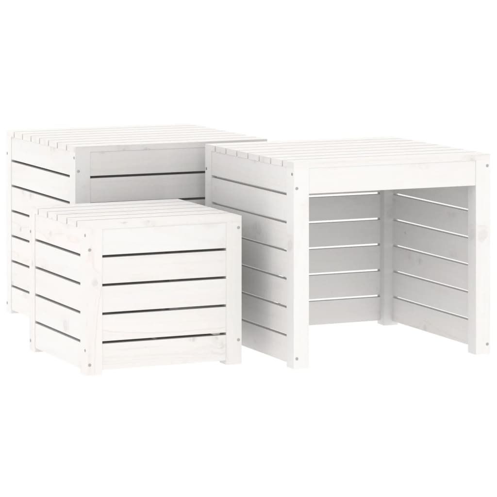 Möbel 3-tlg. Gartenbox-Set Weiß Massivholz Kiefer - wasserdicht Aufbewahrungsbox CLORIS8319227