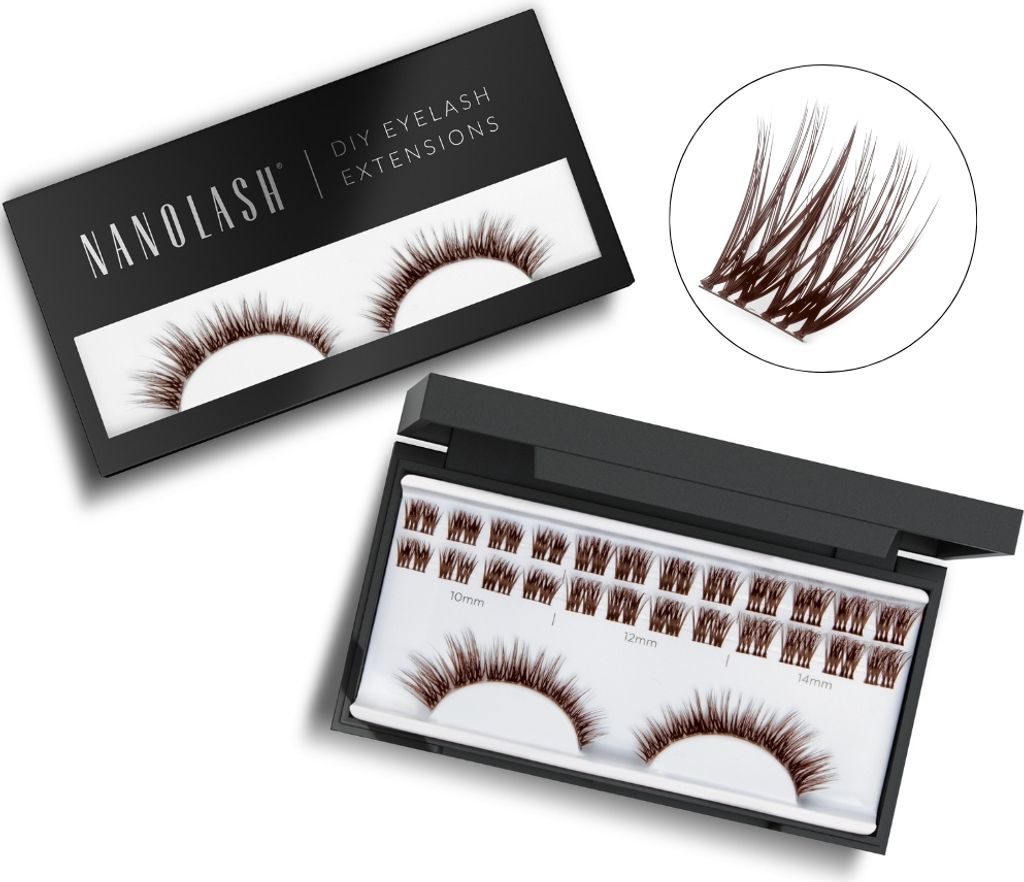 Braune cluster wimpern zur DIY Wimpernverlängerung zu Hause Nanolash HEARTBREAKER