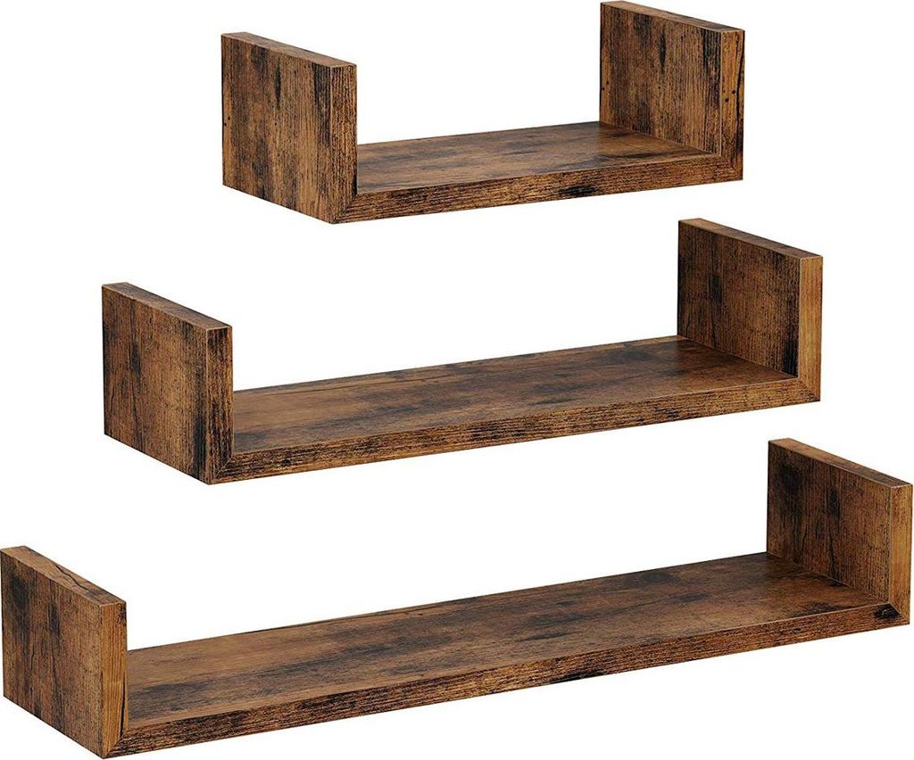 3 U-förmige Wandregale in Holzoptik