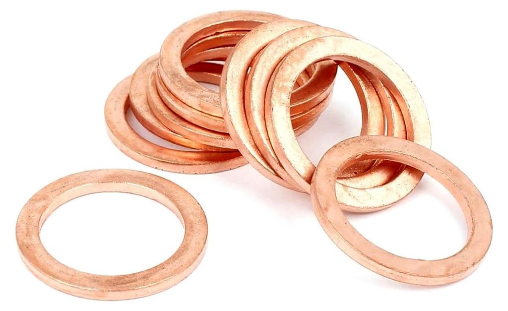 10 Stück flache Kupferdichtringe metrisch 18mm x 24mm x 2mm