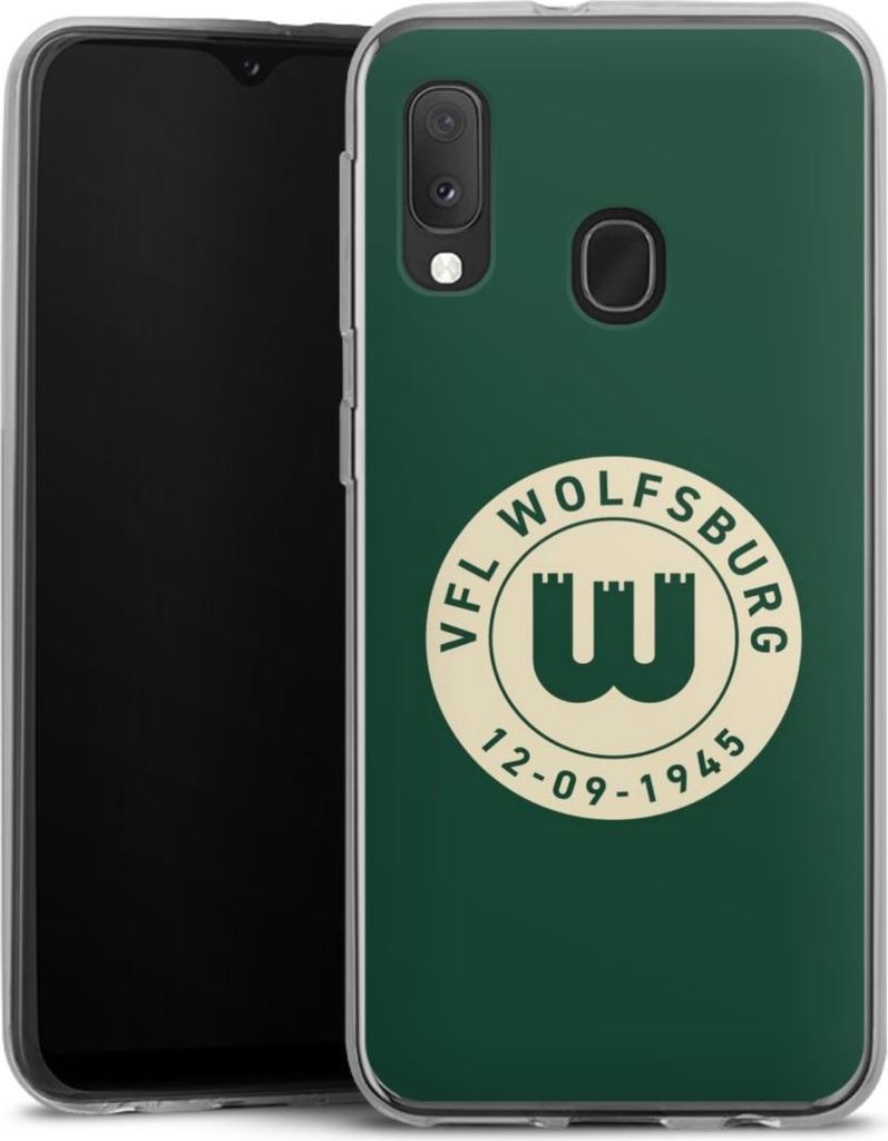 DeinDesign Handyhülle für Samsung Galaxy A20e Silikon Hülle Case Smartphone Schutzhülle Offizielles Lizenzprodukt VfL Wolfsburg 80 Jahre