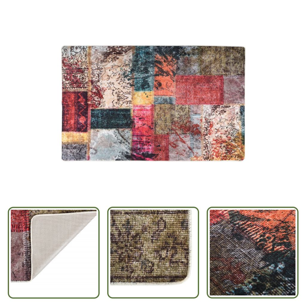 The Living Store Teppich Waschbar Patchwork Mehrfarbig Produktbild 