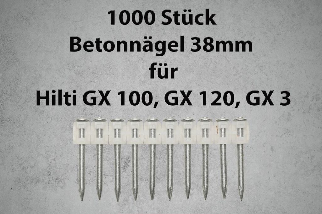 Hřebíky do betonu 38 mm 1000 kusů vhodné pro plynové Obrázek produktu 