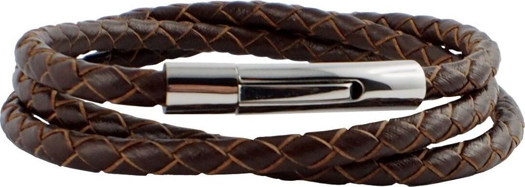 König Design Lederkette Lederband Leder-Armband 5 mm Herren Halskette 17 cm - 100 cm geflochten, Länge:75 Zentimeter, Farbe:Braun