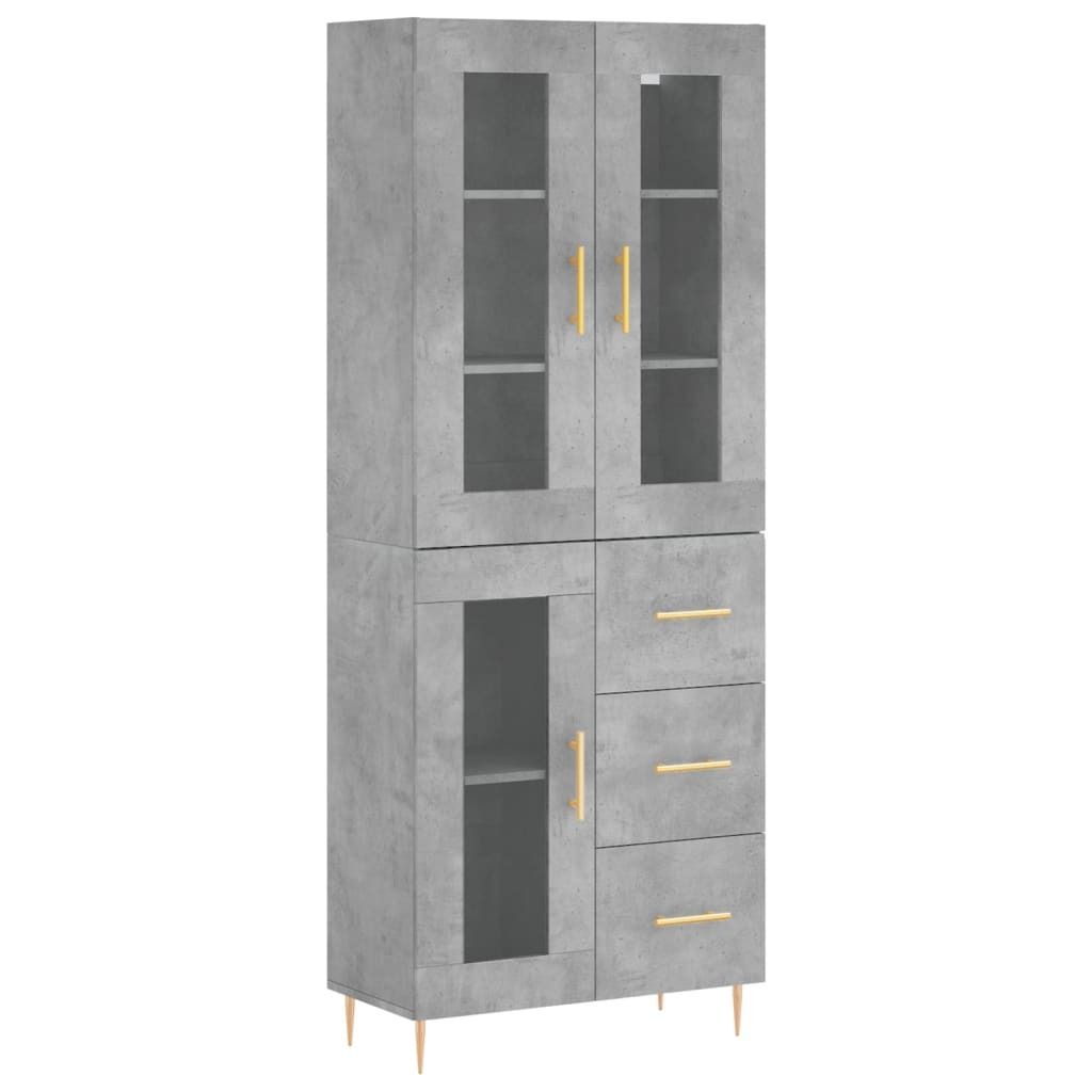 "SALE 2026"Sideboard/Highboard - elegante Design - Mehrzweckschrank - Betongrau 69,5x34x180 cm Holzwerkstoff - Kommoden DE5848284
