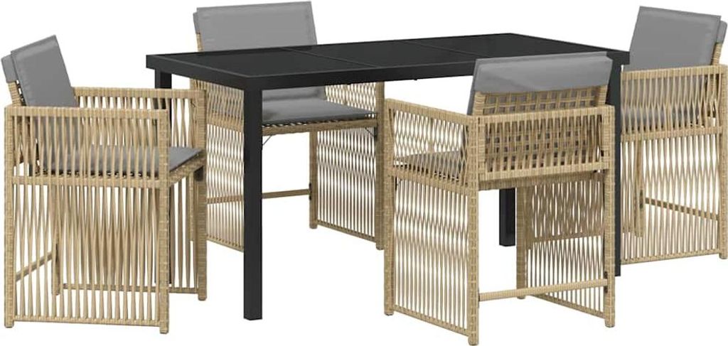 Garten Essgruppe 5 pcs Beige Poly-Rattan