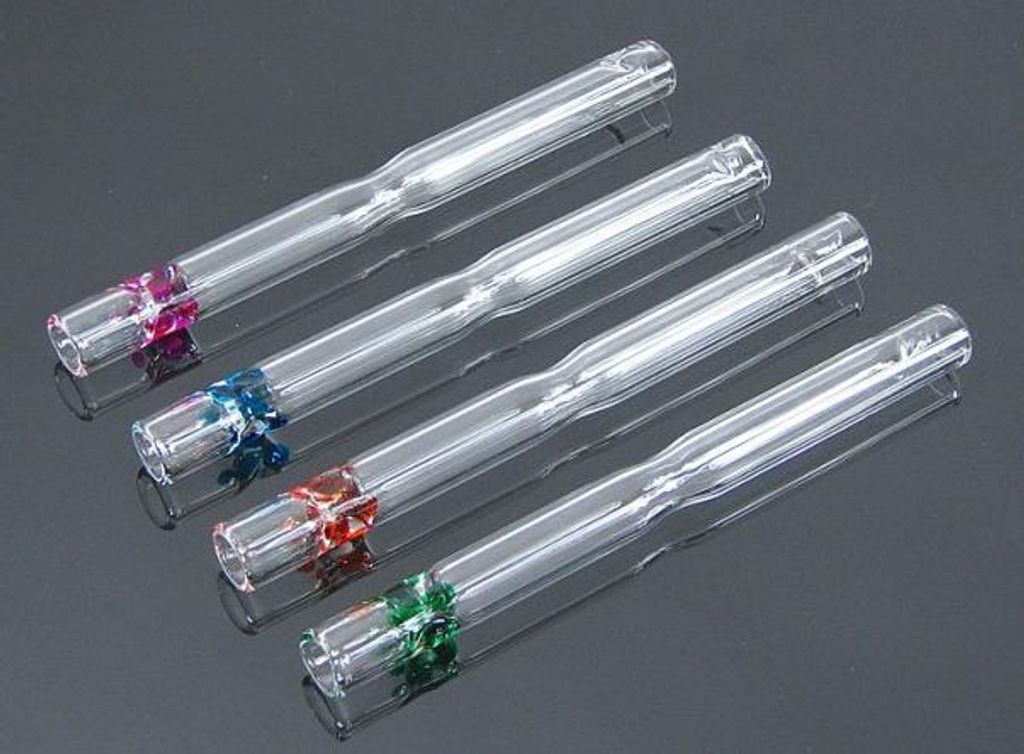 Klassische Glaspfeife mit farbiger Spitze 12 cm