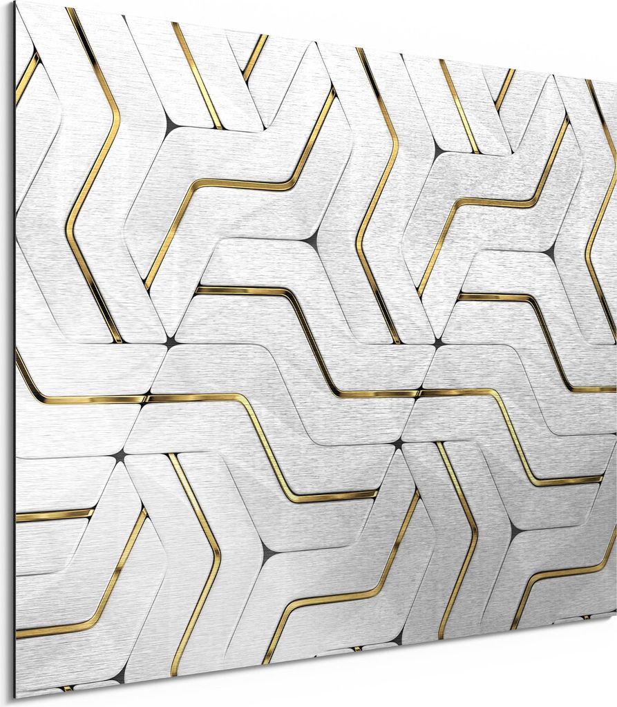 DEQORI Alu-Dibond Bild Silber 80x60 cm 'Hochglanzmuster' Wandbild Metall dünn Design