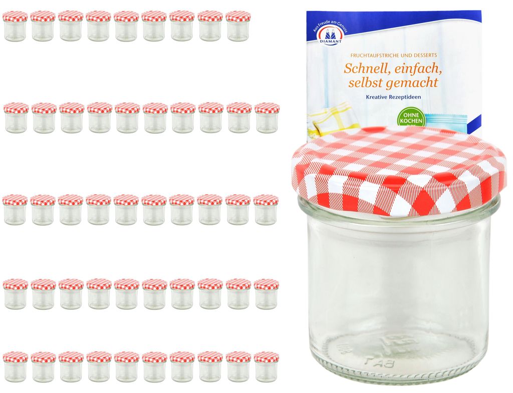 50er Set Sturzglas 167 ml To 66 rot karierter Deckel incl. Produktbild 