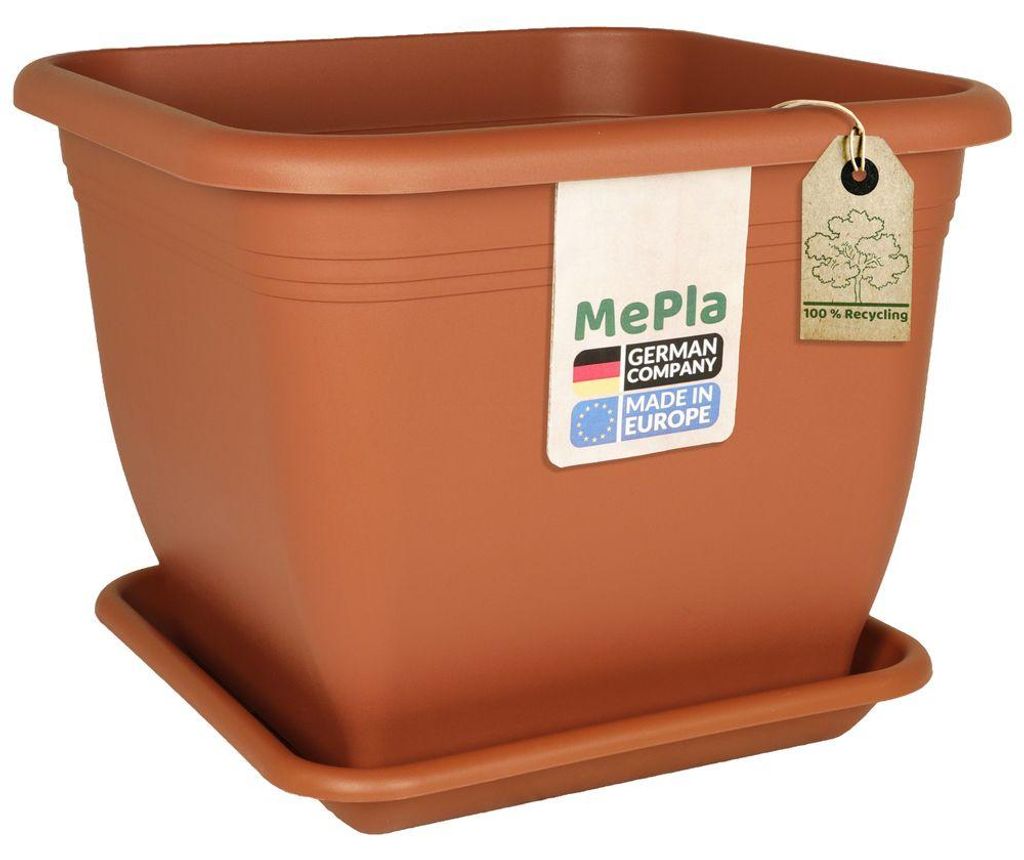MePla - Set - Pflanzkübel Quadrat 33x33 + Untersetzer 28x28 Produktbild 