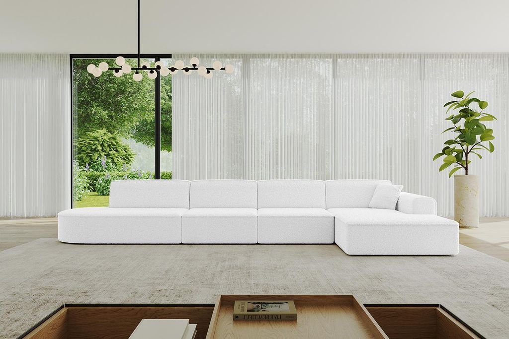 ALTDECOR Ecksofa in L-Form IREA-L3-v3 412x165x77 cm Weiß Corner Sofa Eckcouch Couch Wohnlandschaft Cauchsofa