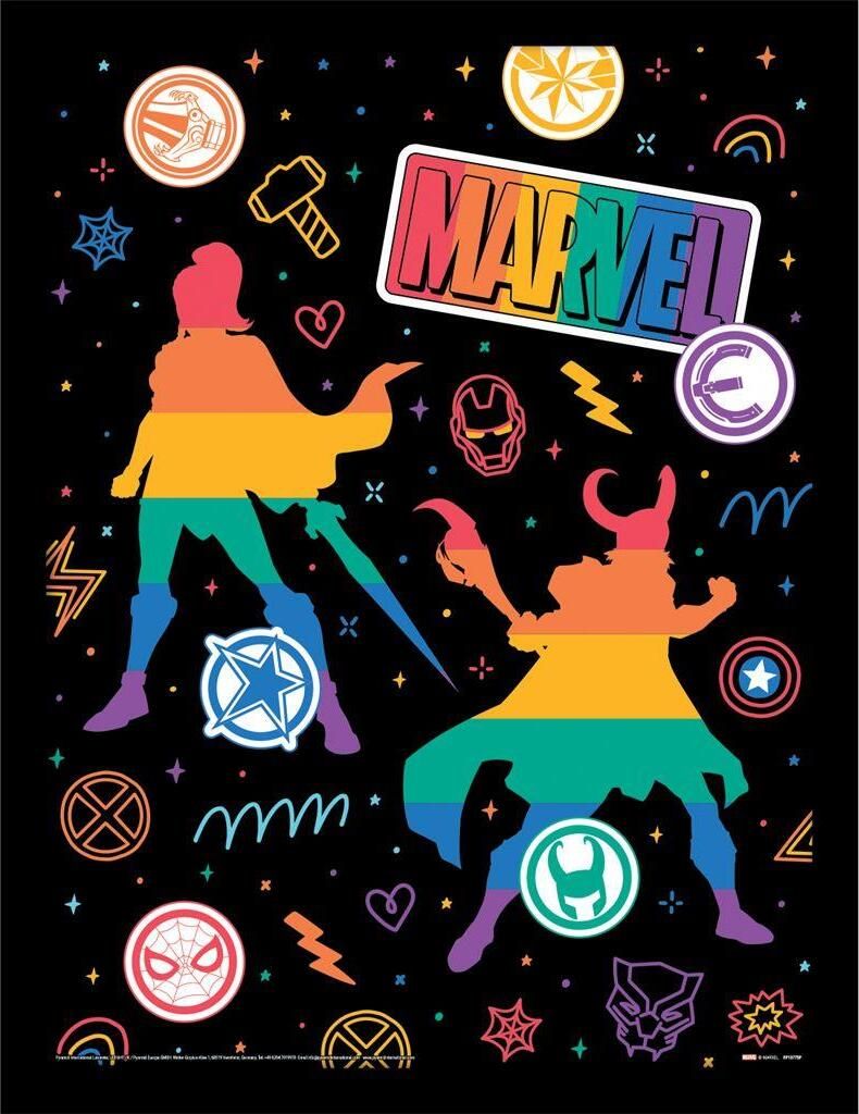 Marvel - Gerahmtes Poster "Pride", Figuren PM11209 (40 cm x 30 cm) (Schwarz/Bunt)
