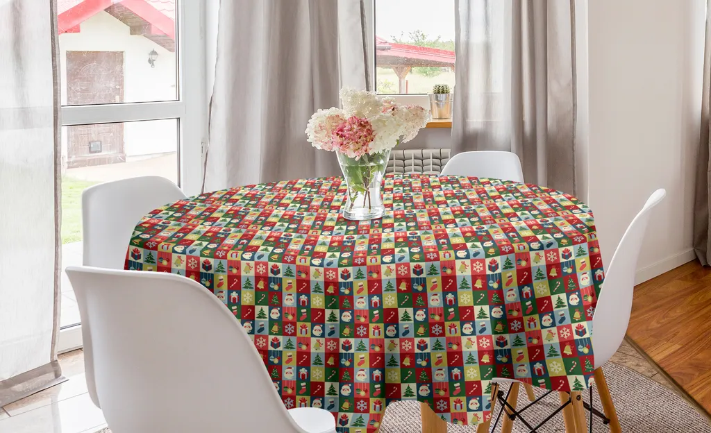 Tovaglia Natale Rotonda 150 cm ABAKUHAUS | Santa Surprise Resistente