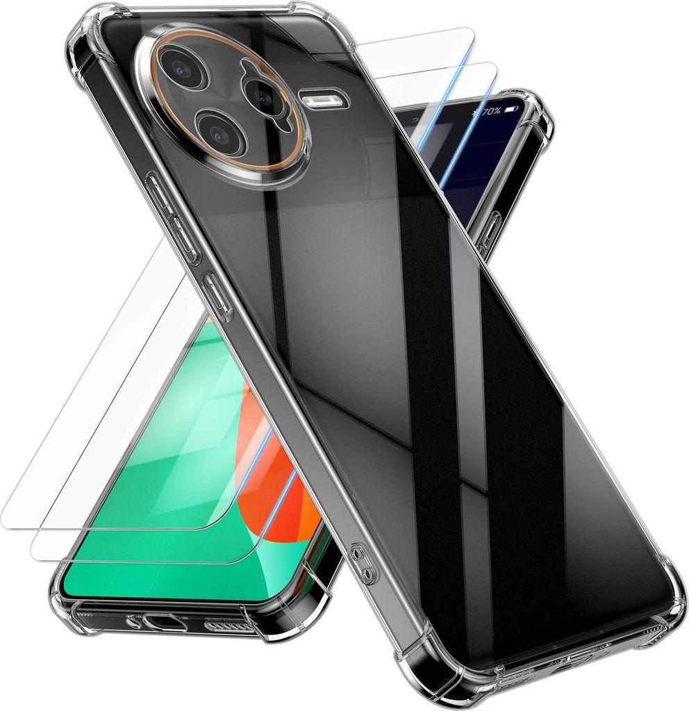 kalibri Hülle kompatibel mit Xiaomi Poco F7 Ultra Case - Handyhülle mit 2x Glas Schutz Folie - Cover Handyhülle in Transparent