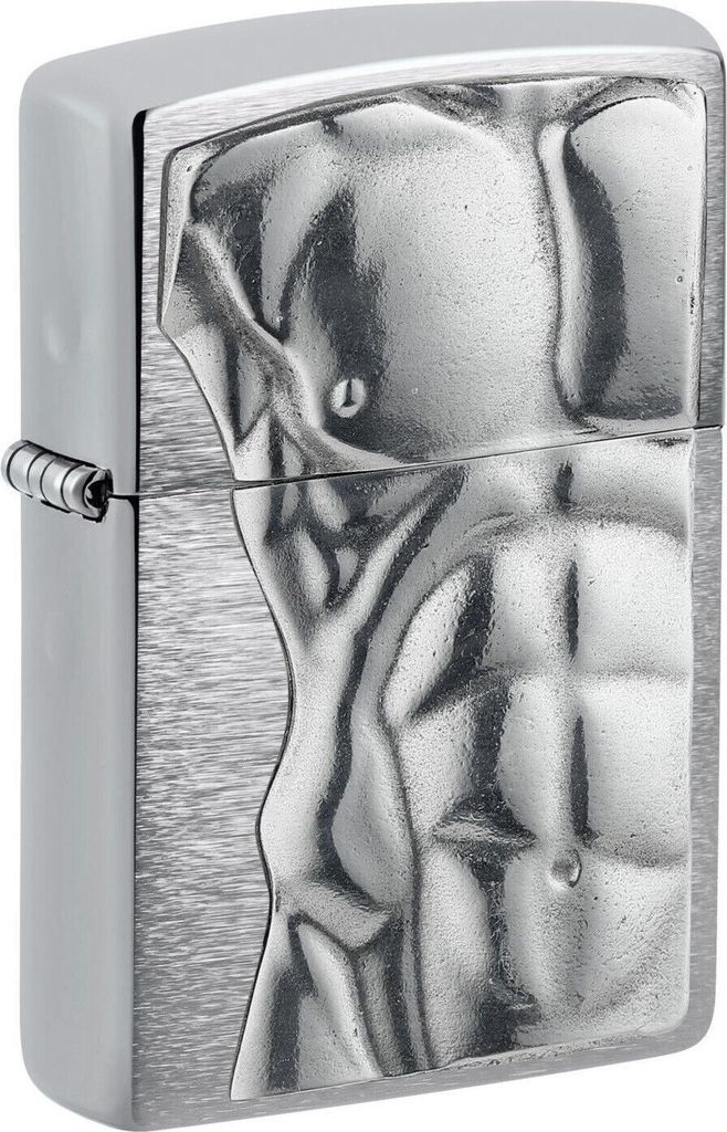 Zippo Original Feuerzeug Chrom gebürstet Man Torso aus verchromtem Messing, nachfüllbar