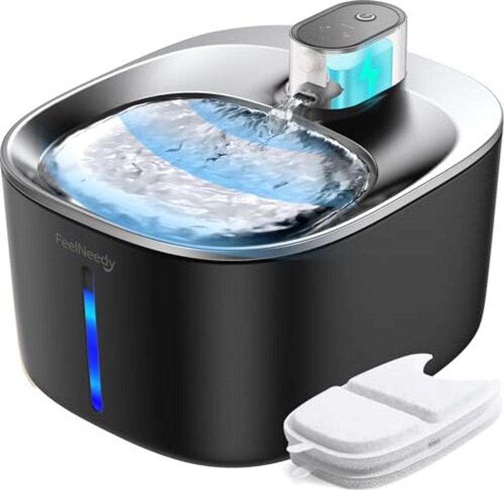 4L Trinkbrunnen für Katze Kabellos mit Sensor Kabelloser Katzenbrunnen Edelstahl Bewegungsmelder ohne Strom und Akku 4000mAh, 3 Modi, Leiser Pumpe 2