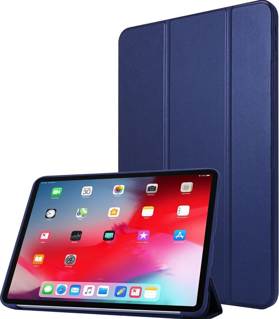 Mobigear Tri-Fold Gel iPad Pro 11 Zoll (2022) Hülle TPU,Kunstleder Klapphülle - Marineblau