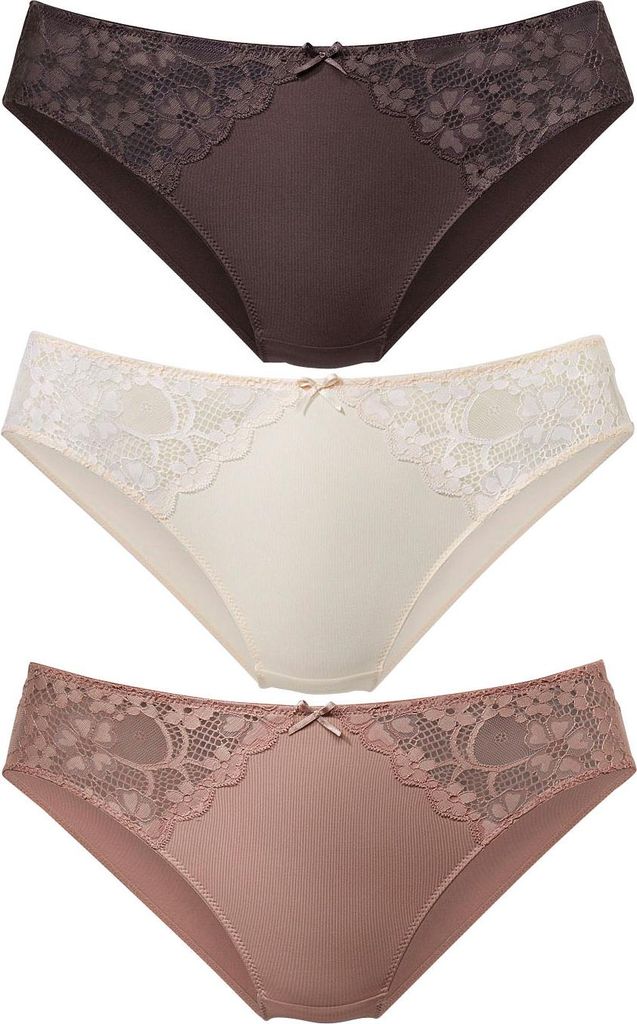 PETITE FLEUR Slip 3 -teilig braun+toffee+puder Größe 32/34