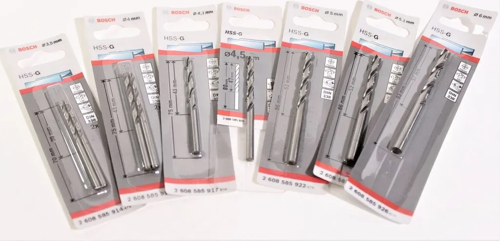 Set di punte elicoidali BOSCH 7 pezzi 3,5-6 mm HSS-G Lavoro di foratura Foratura DIN338