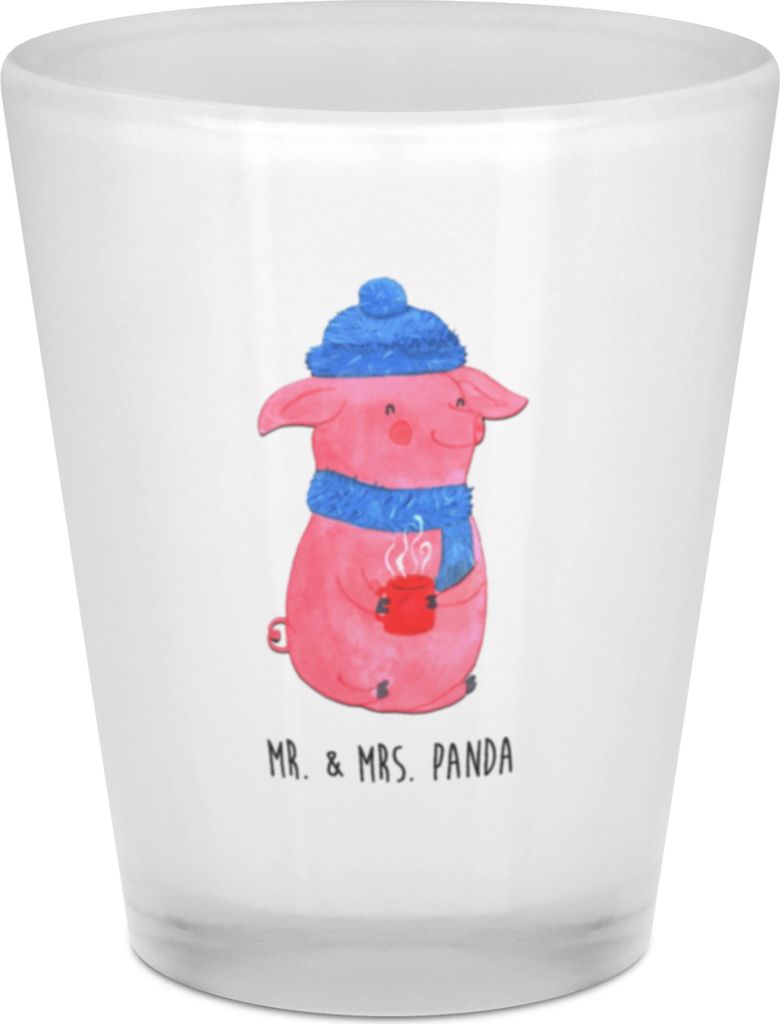 Mr. & Mrs. Panda Schnapsglas Schwein Glühwein - Transparent - Geschenk, Weihnachtsmarkt, Shotglas, Winter, Likörglas, Pinnchen, Punsch, Stamperl,...