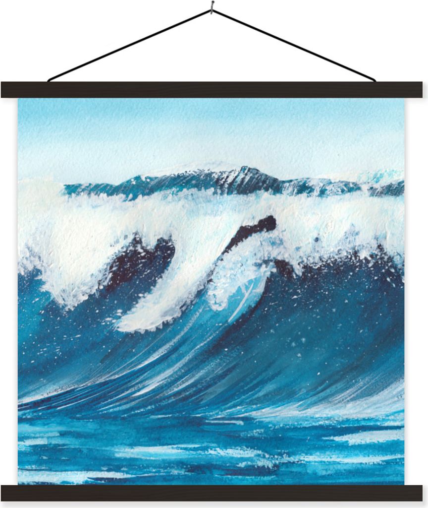 MuchoWow Textilposter Golf - Meer - Aquarell 90x90 cm mit schwarzem Rahmen - Magnetisches