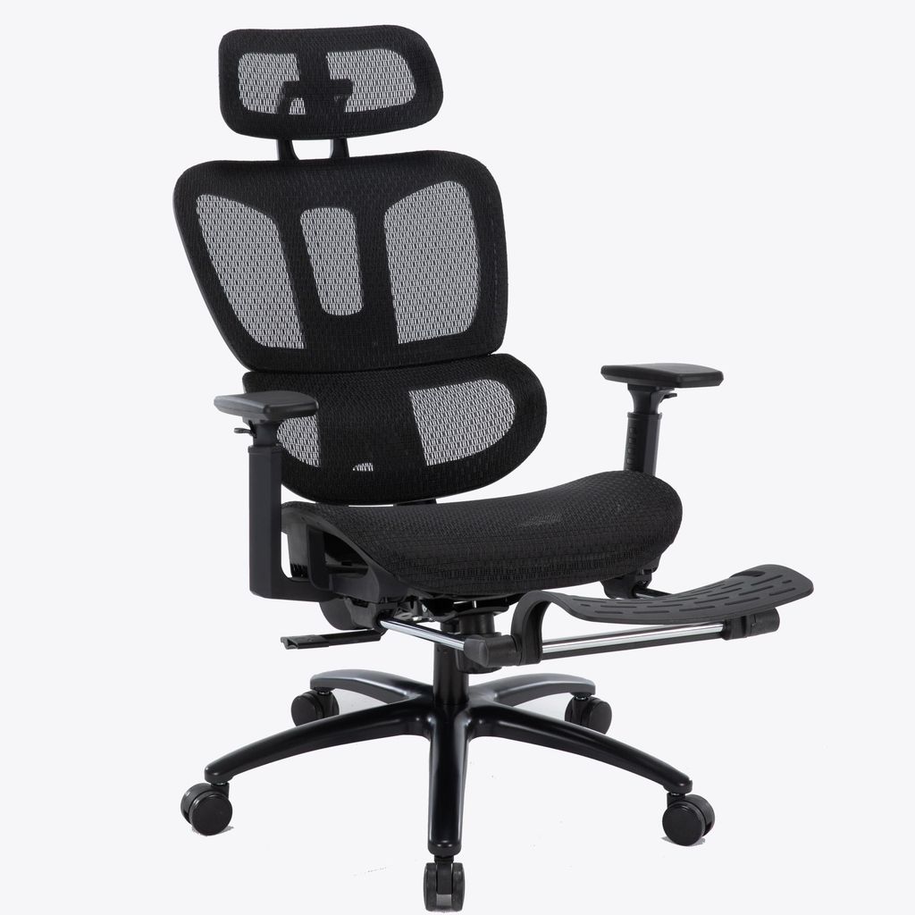 Bürostuhl in moderner Mesh-Optik mit Fußstütze  Produktbild 