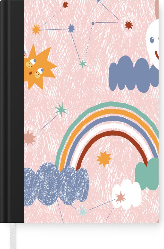MuchoWow Notizbuch Tagebuch Haushaltsbuch Notebook A5 Regenbogen - Kinder - Wolken - Notizblock - Notizheft - Notebook - Schreibblock - Papier