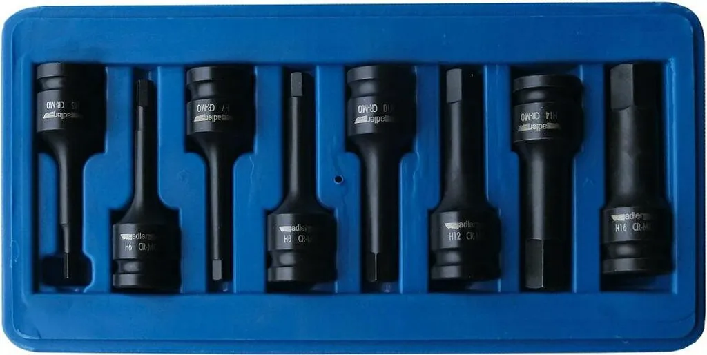 Clé hexagonale Adler 8pc - Jeu de clés mâles en acier robuste Adler