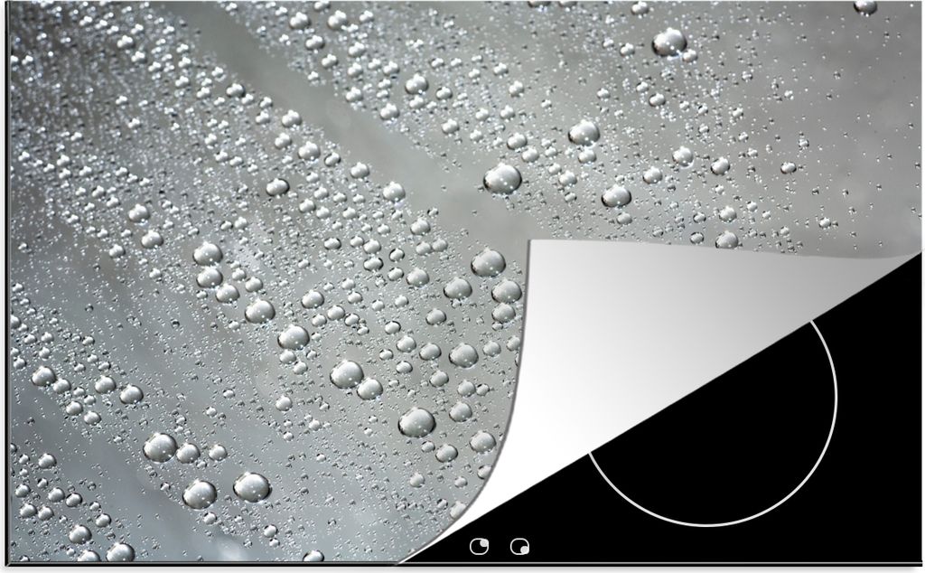 KitchenYeah Herdabdeckplatte Metall - Wasser - Grau , 81x52cm, Küche Deko, Ceranfeld Herdabdeckung, Abdeckplatte fùr Kochfeld