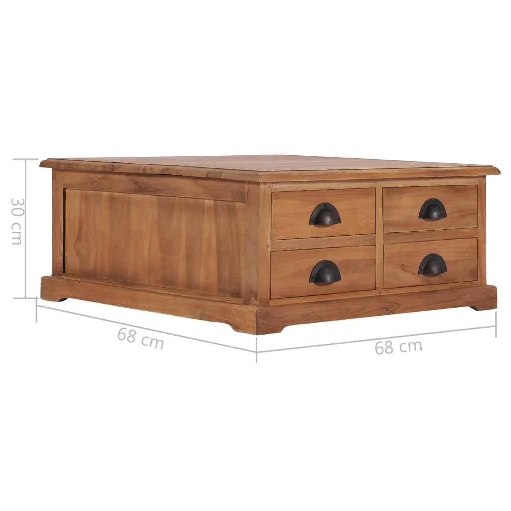 Table basse robuste en bois de teck massif 68 cm - Finition artisanale - 6