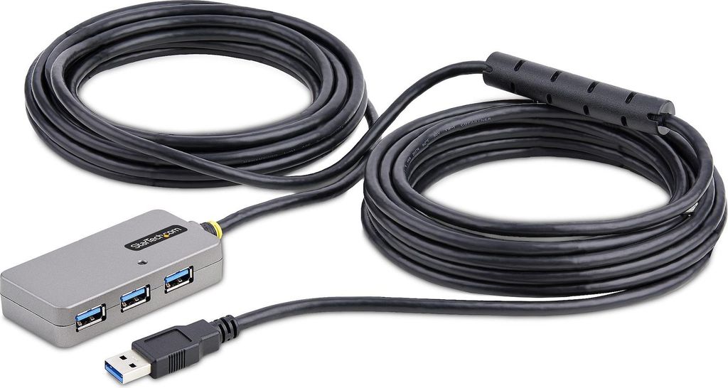 StarTech USB Extender Hub, 10m USB 3.0 Extension Cable with 4-Port USB Hub, Active/Bus Po