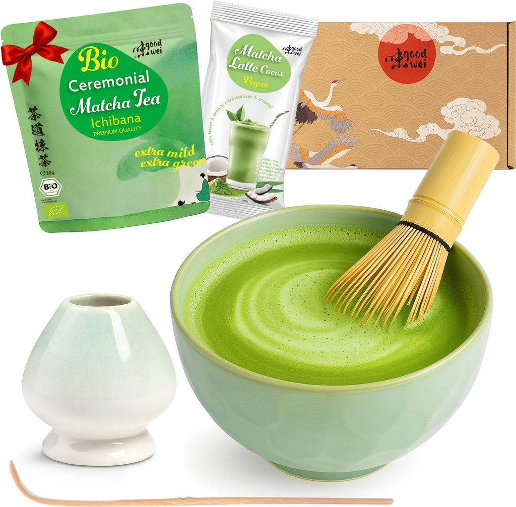 Matcha Teezeremonie Set "Hasunomi" mit Schale, Besen, Produktbild 