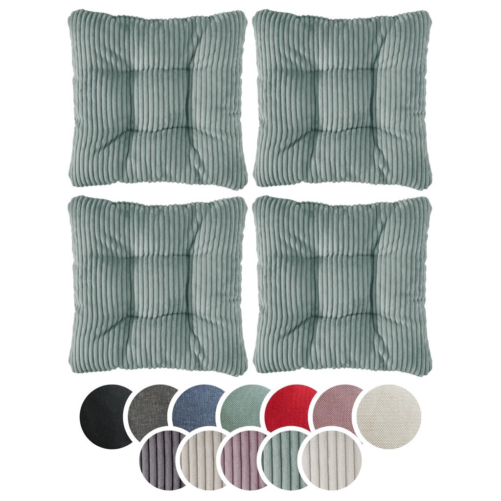 sleepling - 4er Set Stuhlkissen, Sitzkissen, Cord Optik, Produktbild 