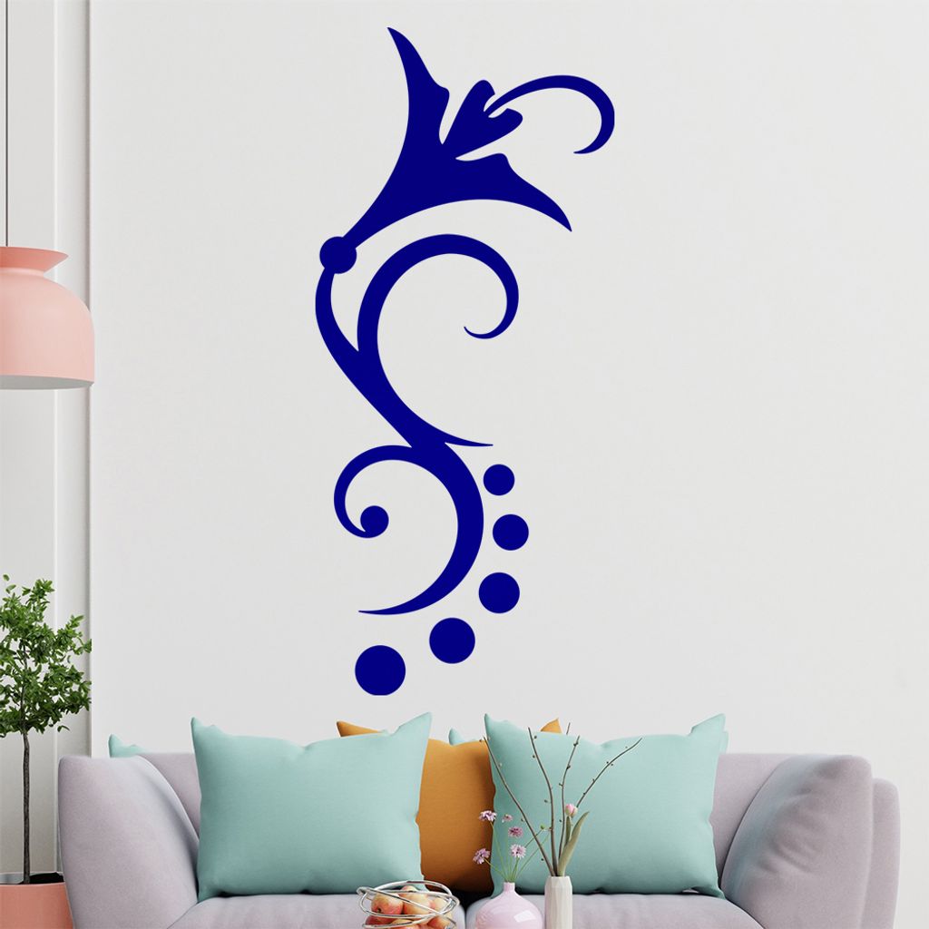 Blume - Linien Punkte Wandtattoo in 6 Größen - Wandaufkleber Wall Sticker - Dekoration, Küche, Wohnzimmer, Schlafzimmer, Badezimmer