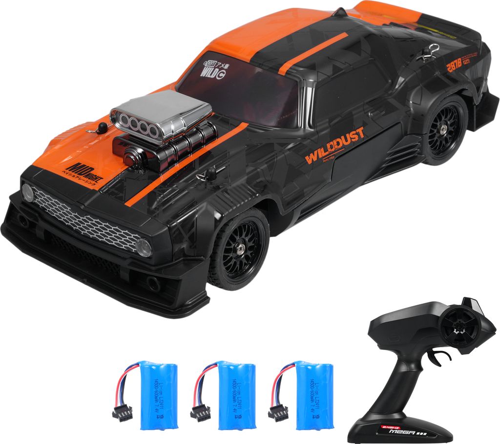 Ferngesteuertes Drift-Auto, 2,4 GHz, Massstab 1:16, 4WD, 50 km/h, Hochgeschwindigkeits-Modellfahrzeug mit Gyro, Driftreifen mit LED-Beleuchtung, wi...