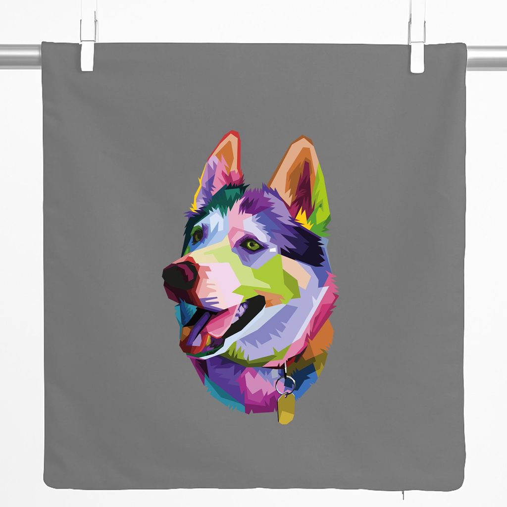 Huuraa Kissenbezug Husky Colorful 40x40cm Steel Grey Baumwolle Dekokissenbezug Geschenkidee