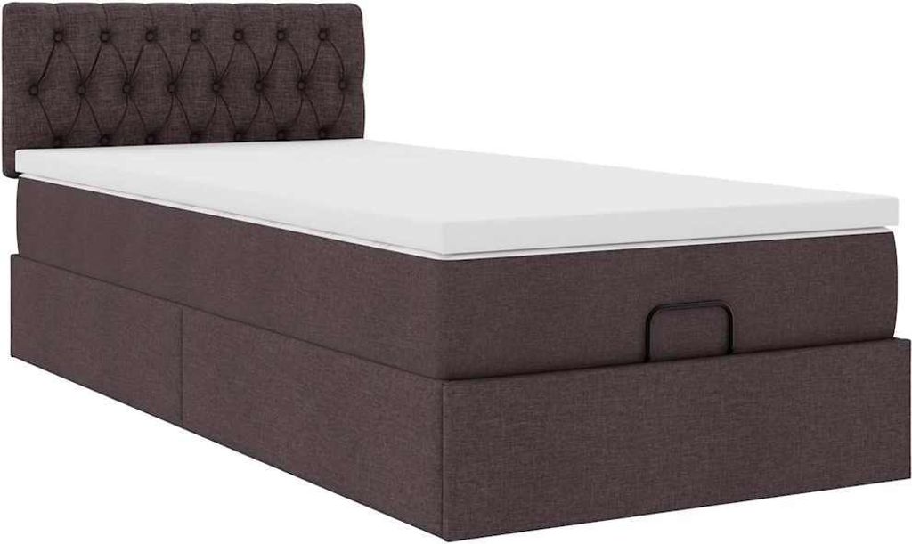 Ottoman-Bett mit Matratze Dunkelbraun 80x200 cm Stoff