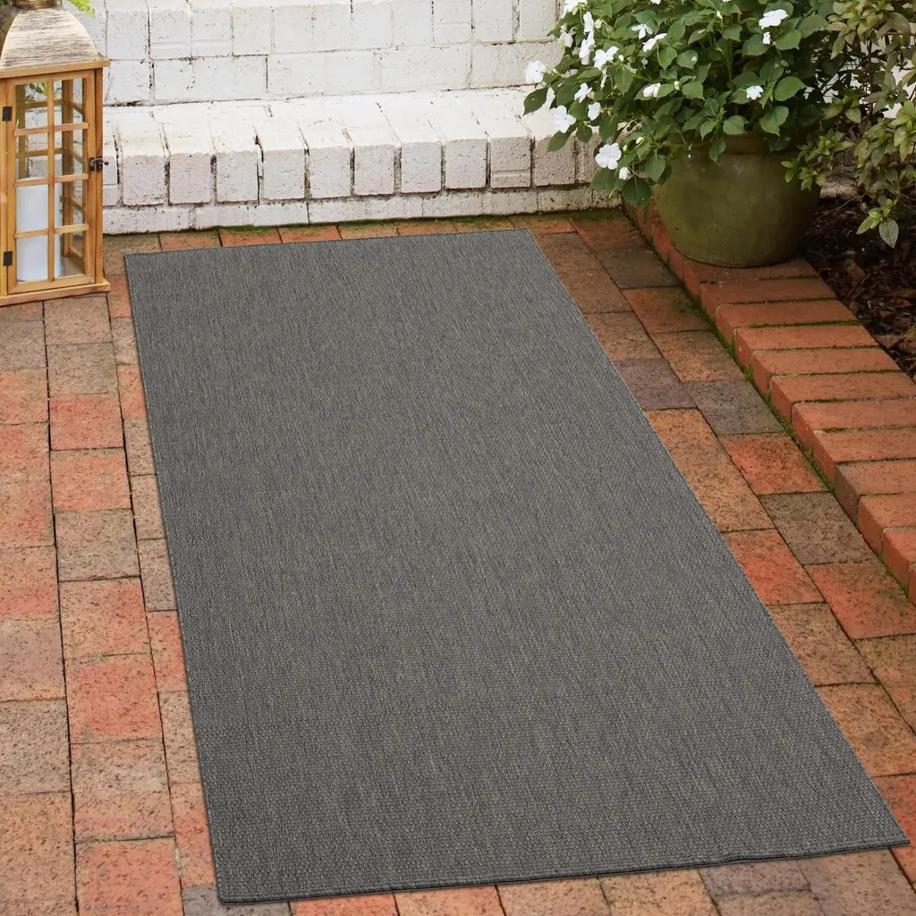 Tapis en sisal classique anthracite 80x150 cm intérieur et extérieur