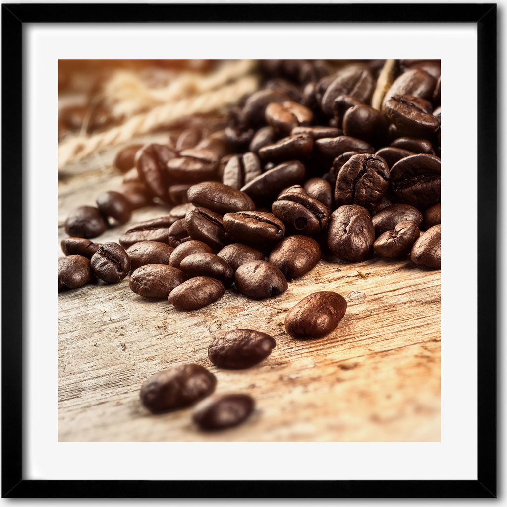 Bild - 50 cm x 50 cm - MDF - Rahmen, Wandkunst - Körner Kaffee