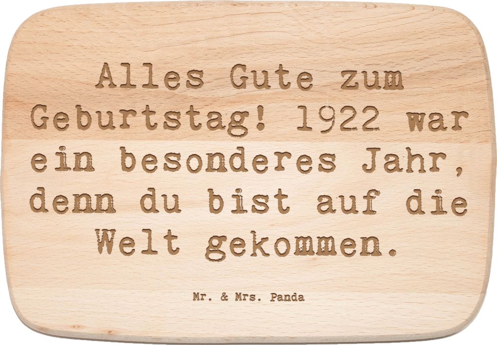 Mr. & Mrs. Panda Holzbrett Spruch 1922 Geburtstag - Transparent - Geschenk, Glückwunsch, Frühstücksbrett, schneidbrett, Jahrgang, Retro-Geschenk...