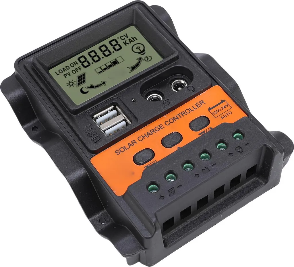 Controller Solare 30A LCD Intelligente 12/24V Doppia USB per Esterni - 3
