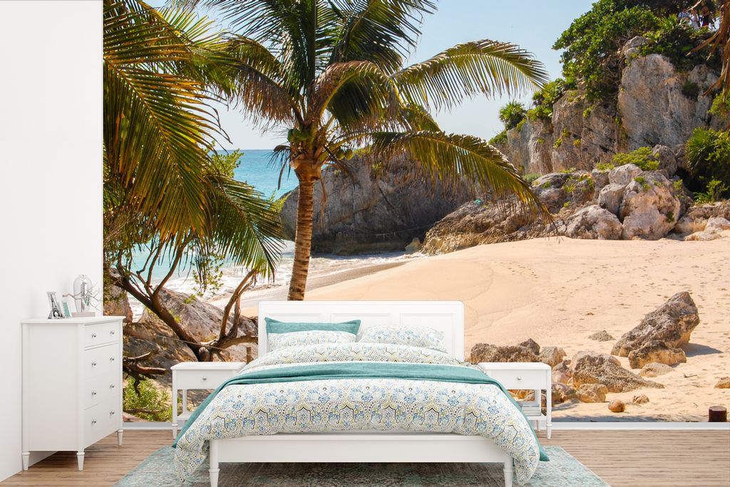 MuchoWow Fototapete für Wohnzimmer oder Schlafzimmer Wandtapete Vinyl Motivtapete Tropischer Strand an der Riviera Maya bei Tulum in Mexiko - 39...