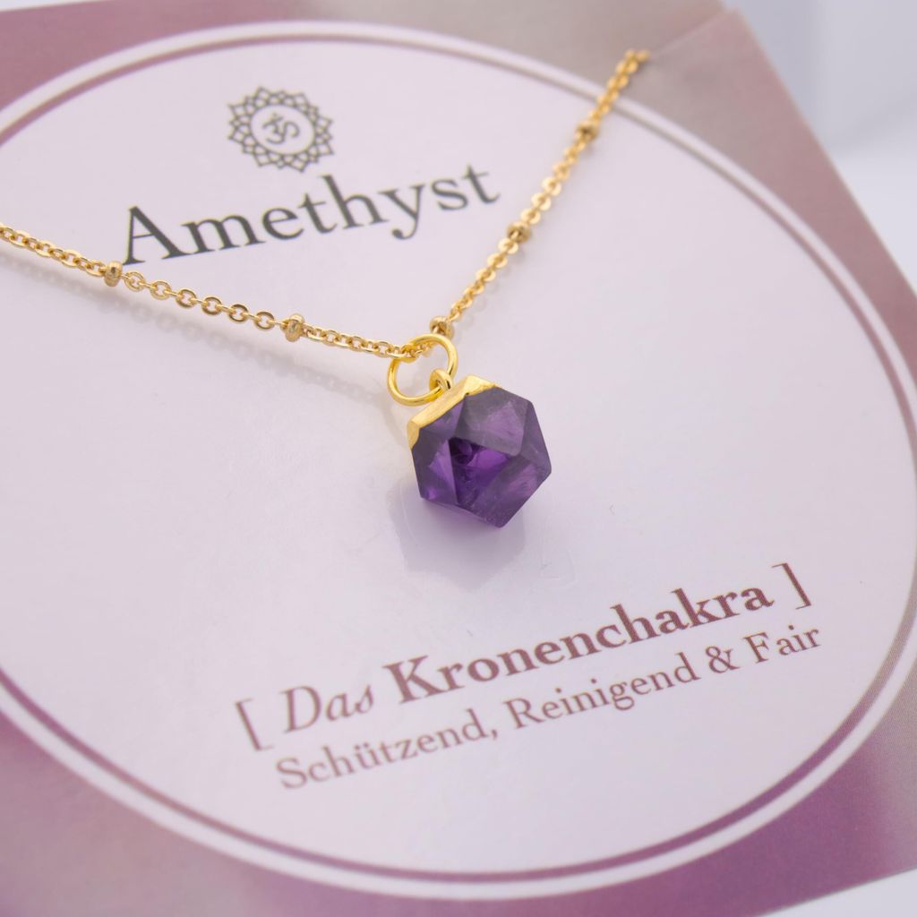Náhrdelník sakrální čakry Bixorp Gems Ametyst + 18karátové Obrázek produktu 2