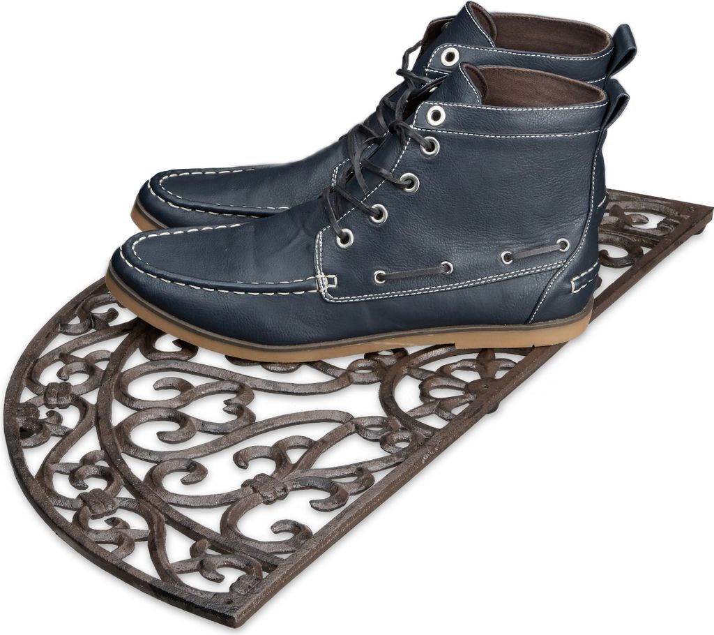 Zerbino Relaxdays rotondo in ghisa, LxP: 60x31 cm, zerbino Immagine del prodotto 