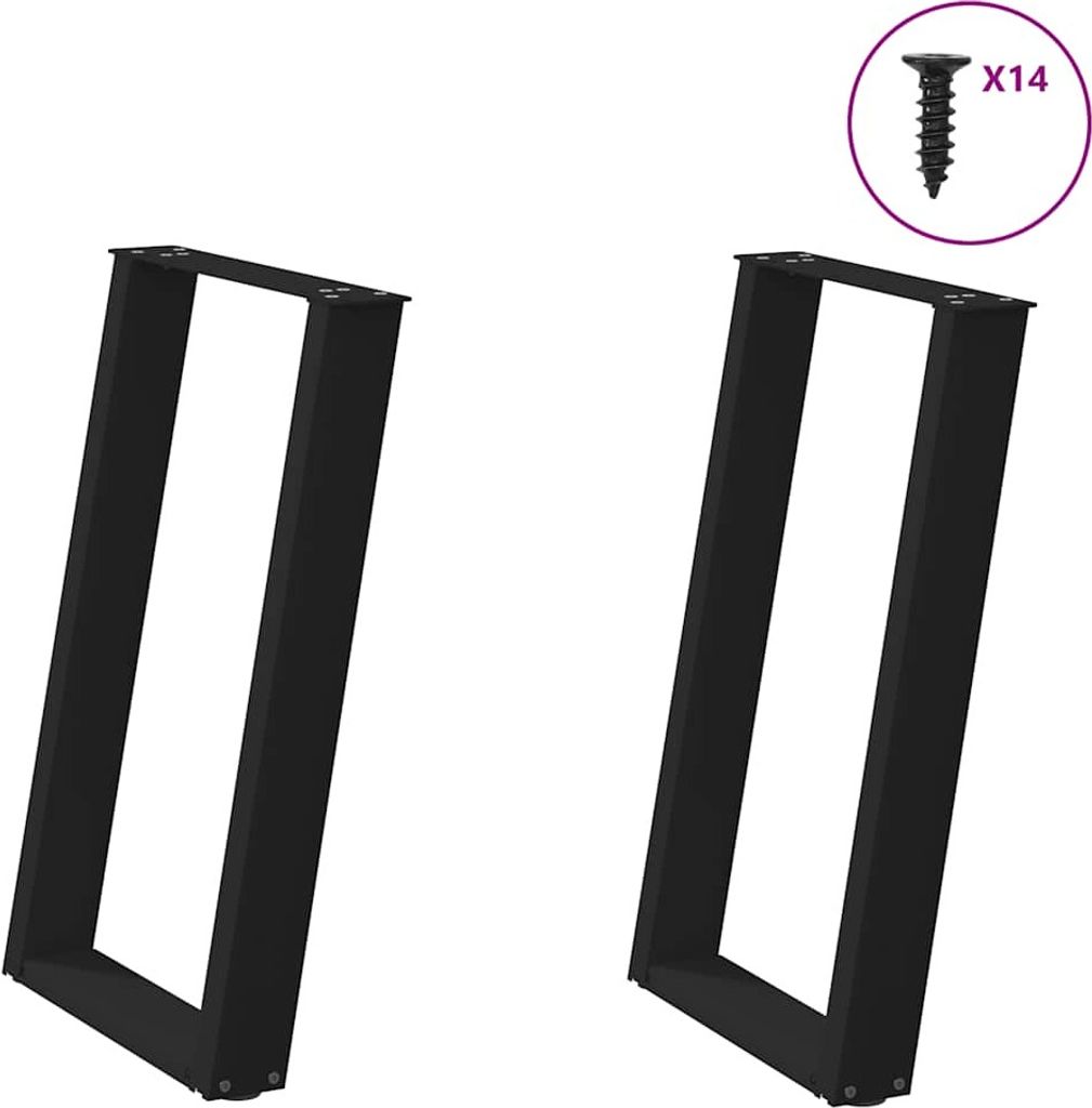 Esstischbeine U-Form 2 Stk. Schwarz 60x(72-73) cm Stahl