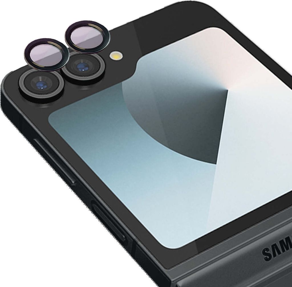 Szkło hartowane na aparat Bizon Glass Snap Lens do Galaxy Z Flip6, 1 zestaw, czarna ramka