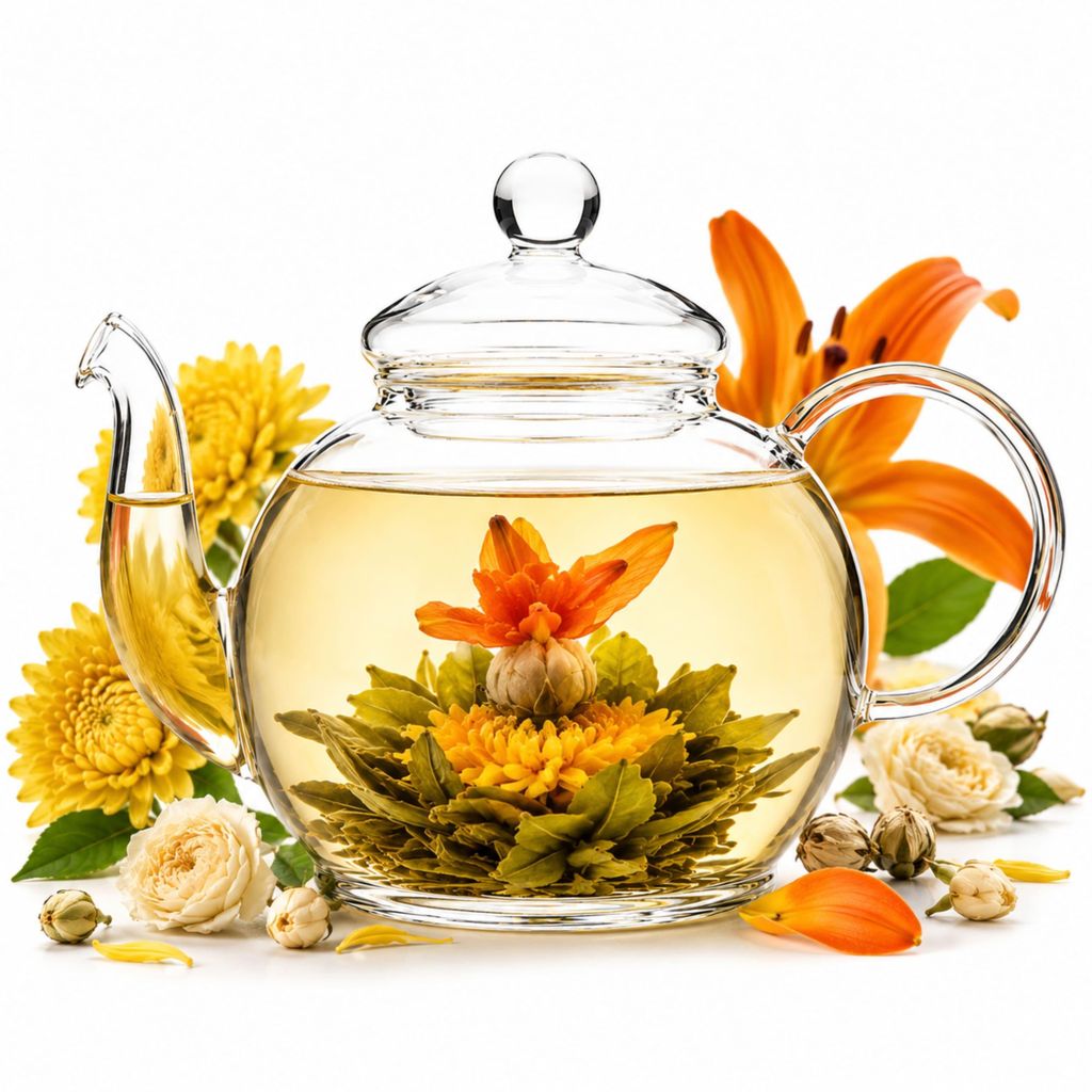 Blühtee Grüner Tee Chrysantheme Rose Lilie 3 Stück